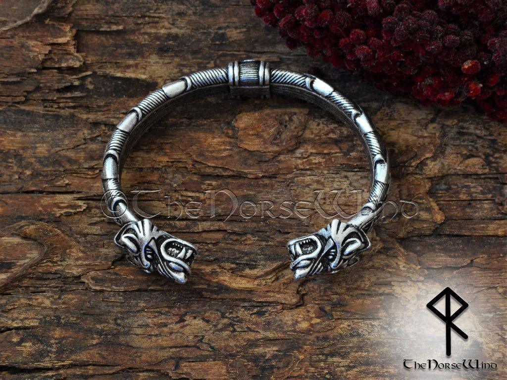 Viking Bracelet - Solid Brass  Fenrir Wolf Heads Arm Ring – Sons