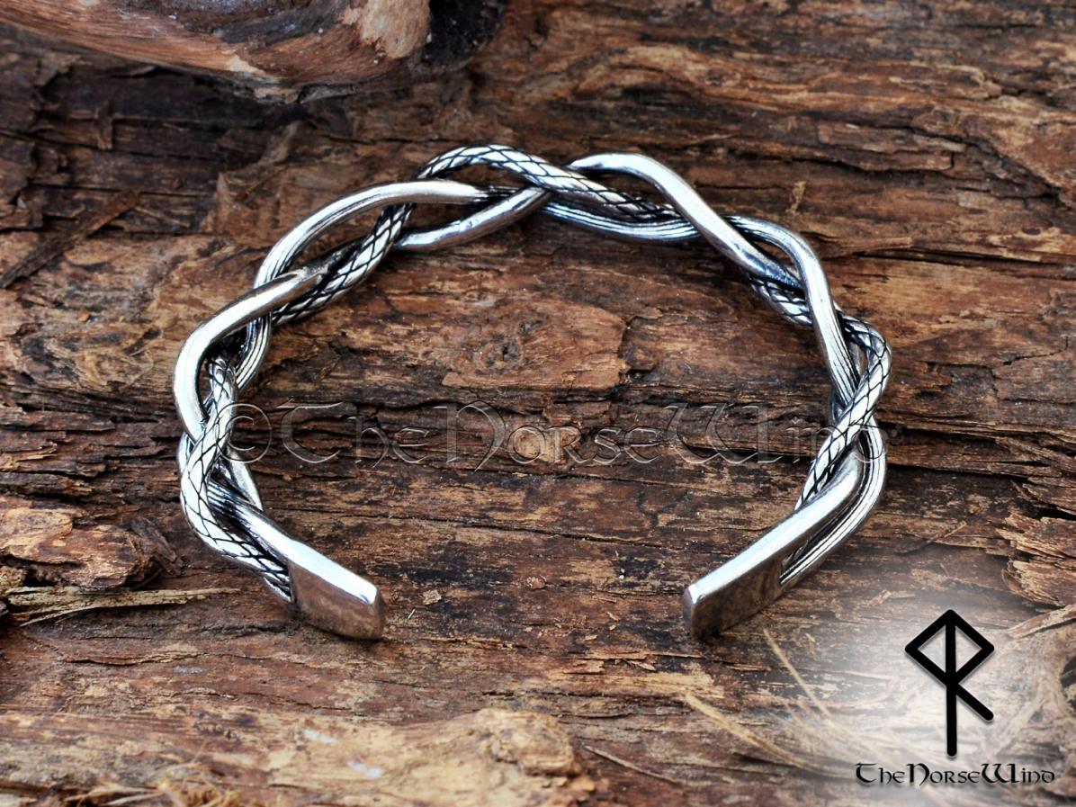 Viking Dragon Skin Bracelet Twisted Arm Ring - 925 Sterling Silver - TheNorseWind