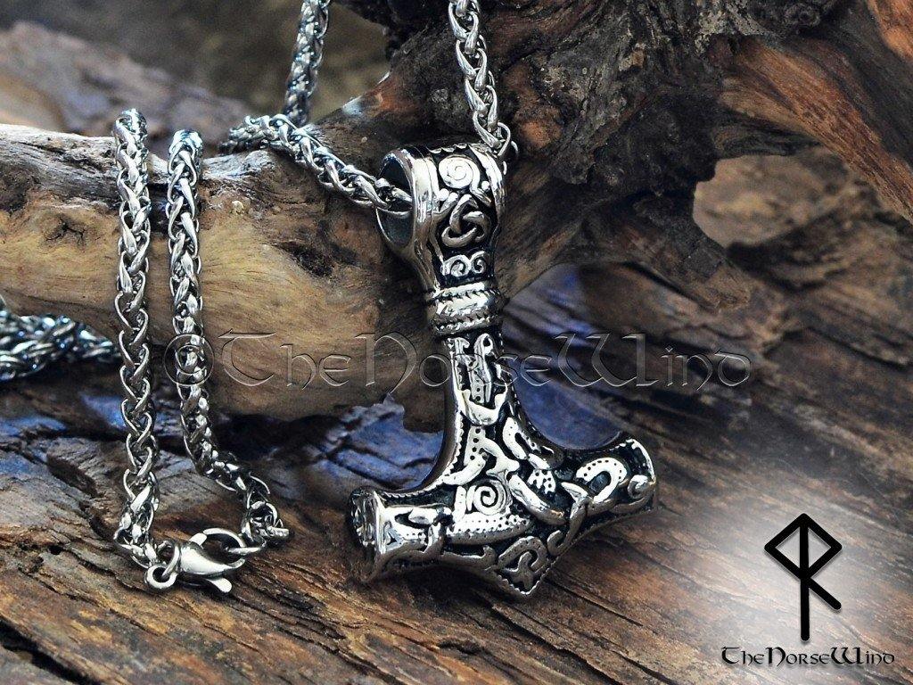 Viking Mjolnir Necklace - Stainless Steel Thor's Hammer Pendant - TheNorseWind