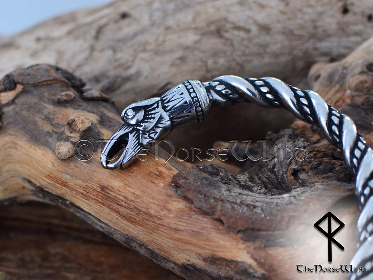 Torc Arm Rings Viking Raven Bracelet, Odin Ravens Head Torc, Norse Arm Ring ...