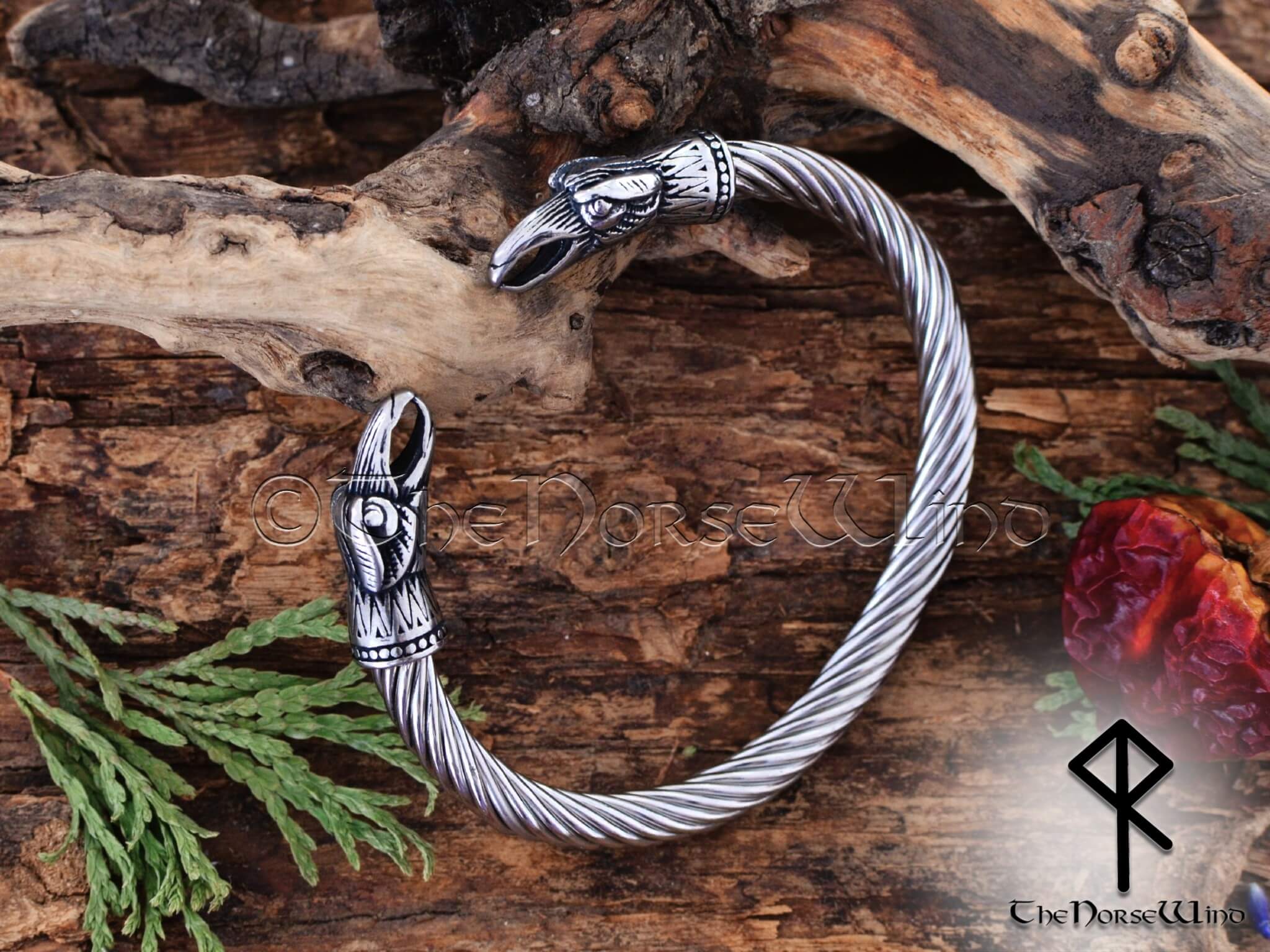 Torc Arm Rings Odin's Ravens Arm Ring, Viking Raven Head Torc Bracelet - TheNorseWind ...