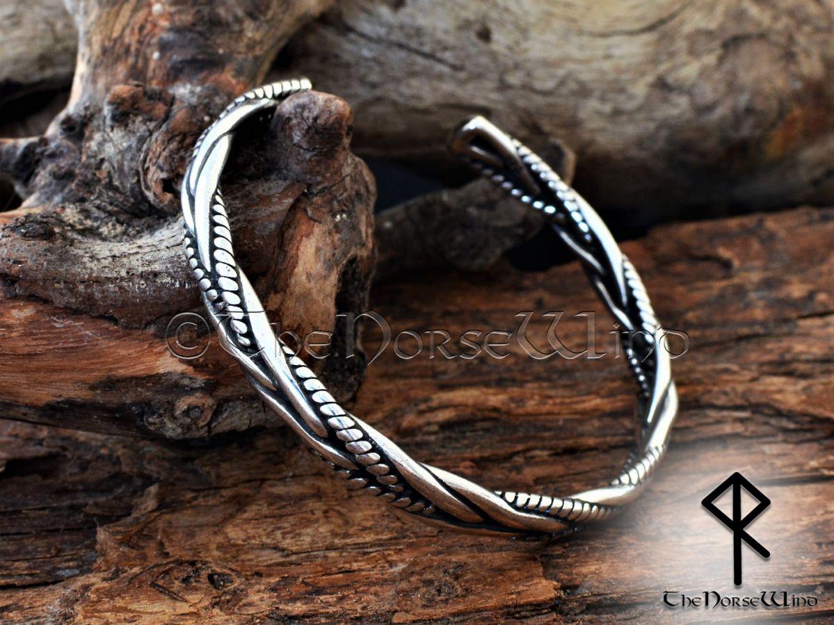 Viking Bracelet Fenrir Wolf Heads Torque with Celtic Knots Silver Norse  Bangle | eBay