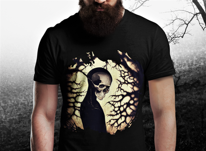 Totenkopf im Wald T-Shirt, Goth Skelett T-Shirt, S - 5XL