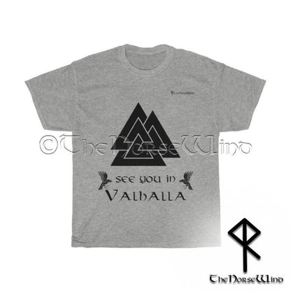 Vikings T-Shirt Valknut - See You In Valhalla Tee Unisex S-5XL / Black Print - TheNorseWind