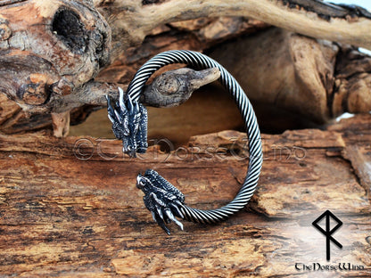 Viking Dragon Bracelet, Nidhogg Steel Arm Ring