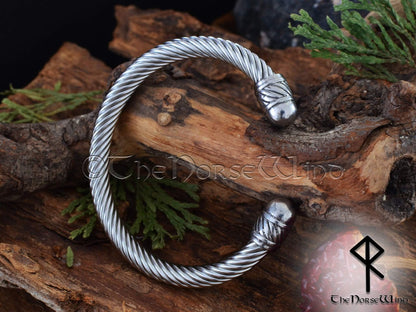 Viking Bracelet, Norse Arm Ring, Steel Ragnar Torque