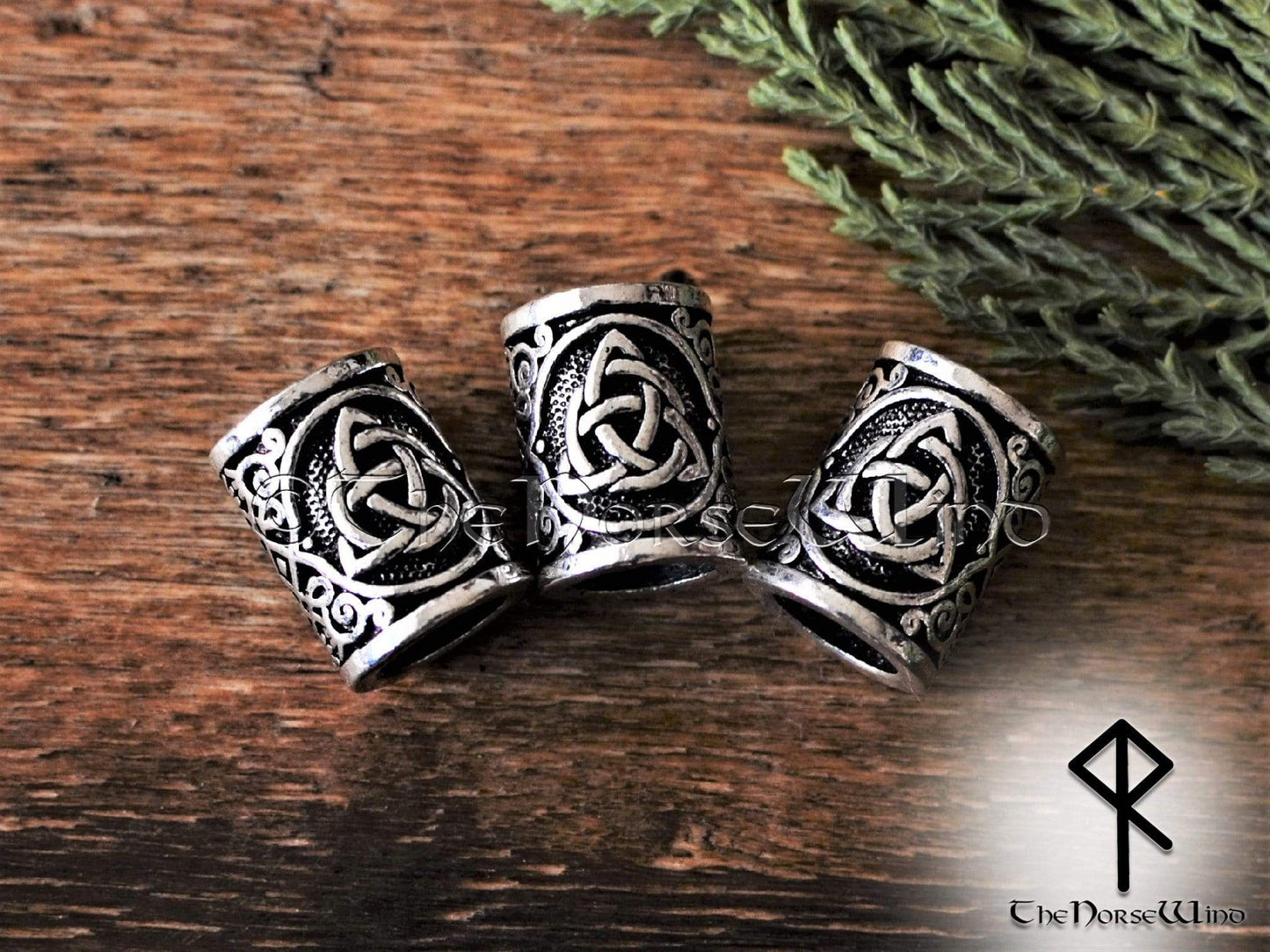 Celtic Knot Beard Beads, Solid Viking Hair Beads, Triquetra TheNorseWind