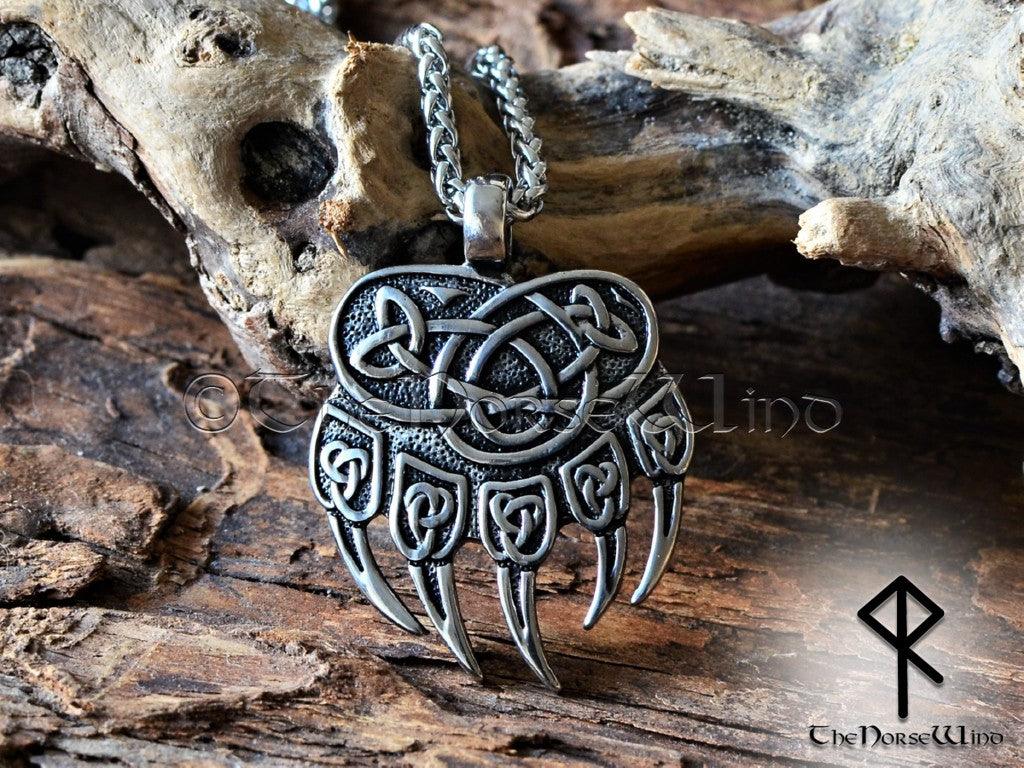 Viking Bear Paw Necklace, Berserker Pendant - TheNorseWind