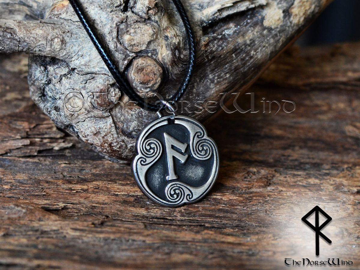 Viking Algiz Rune Symbol Wood Pendant Necklace Viking Norse 