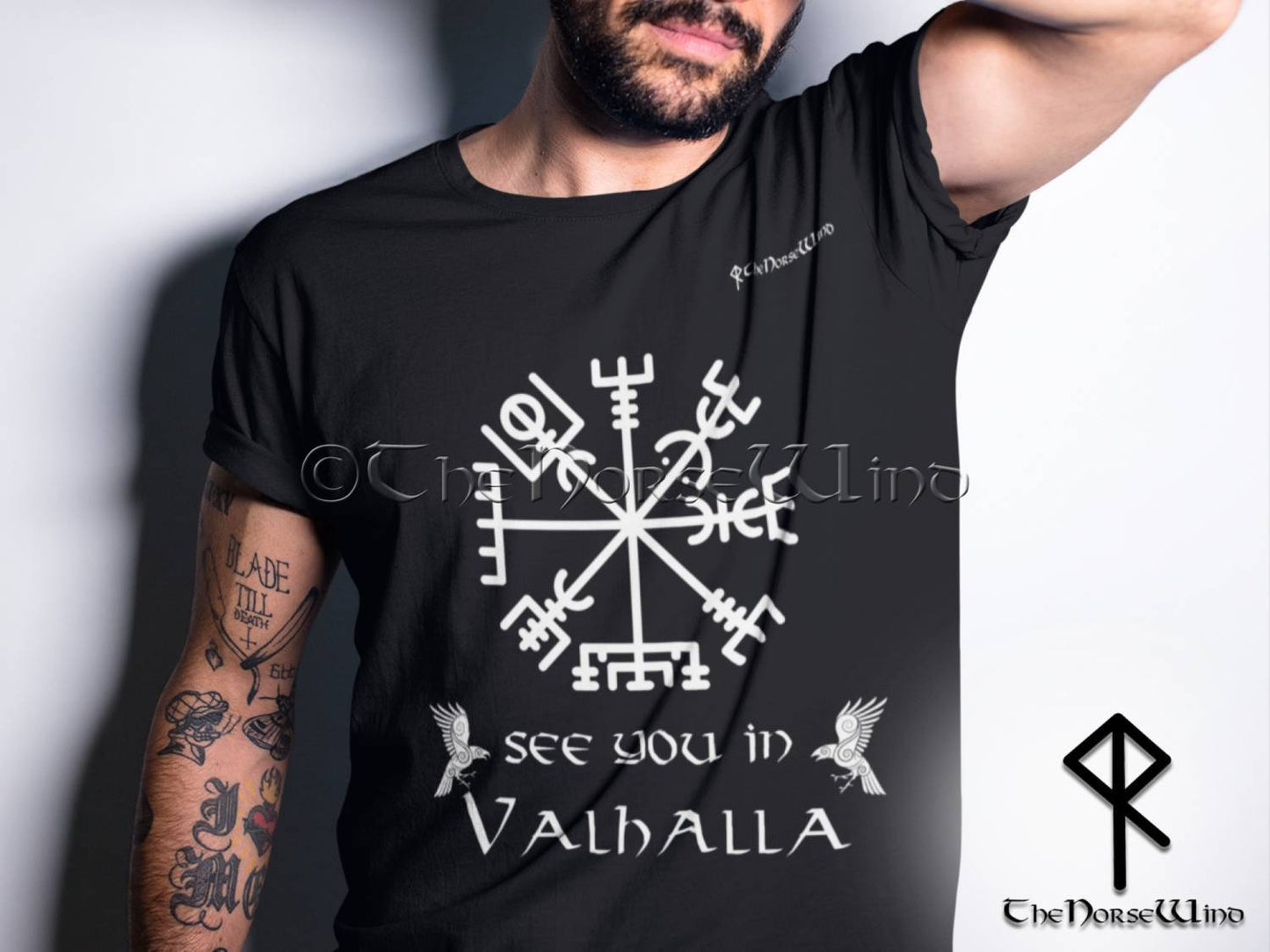 Vegvisir Viking Compass T-Shirt - See You In Valhalla Tee Unisex S-5XL - TheNorseWind