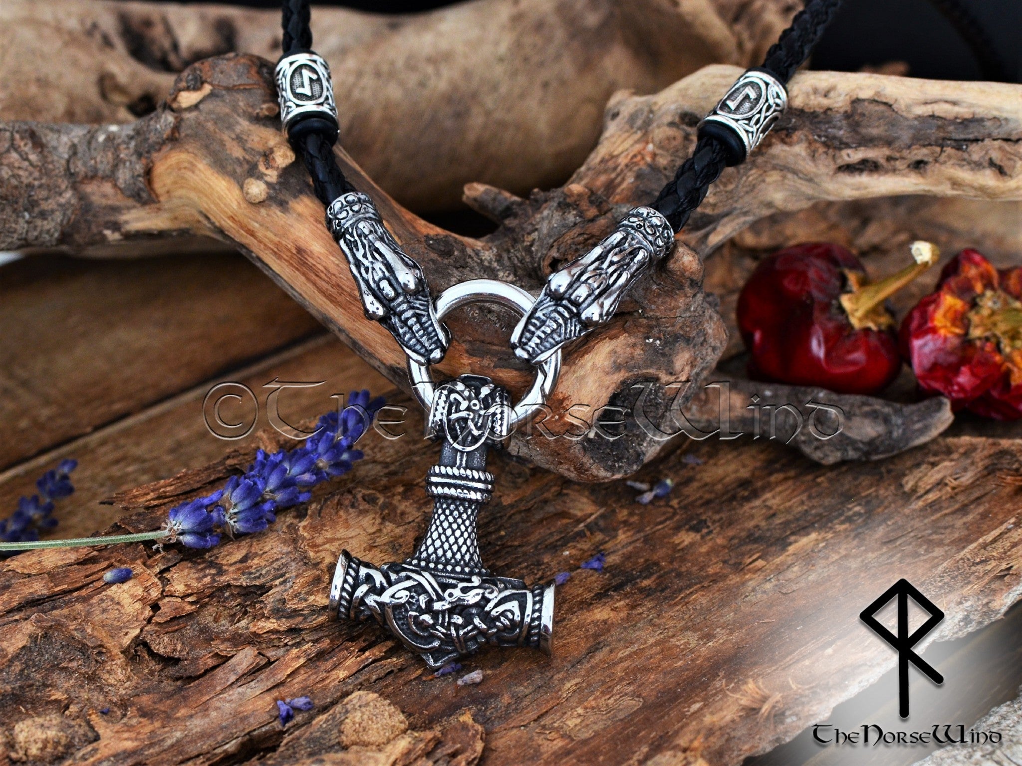 Wolf Head Viking Nordic Mjolnir Stainless Steel Thor Hammer Necklace - King  Chain - PAGAN REBELS