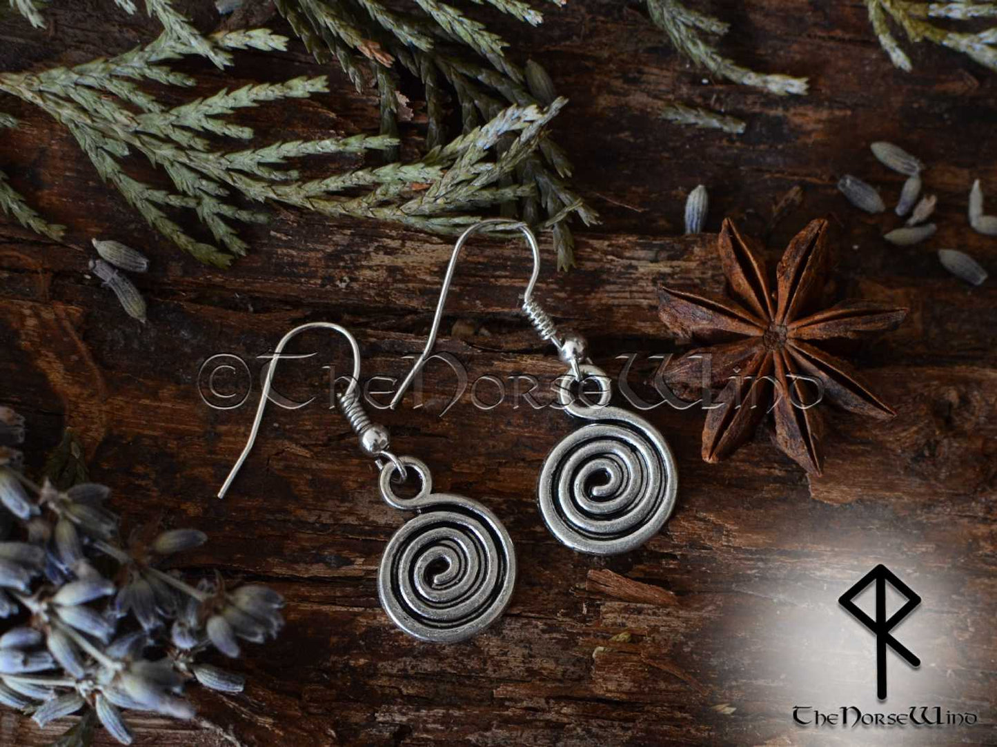 Wicca Earrings - Spiral of Life, Celtic Witch Amulet