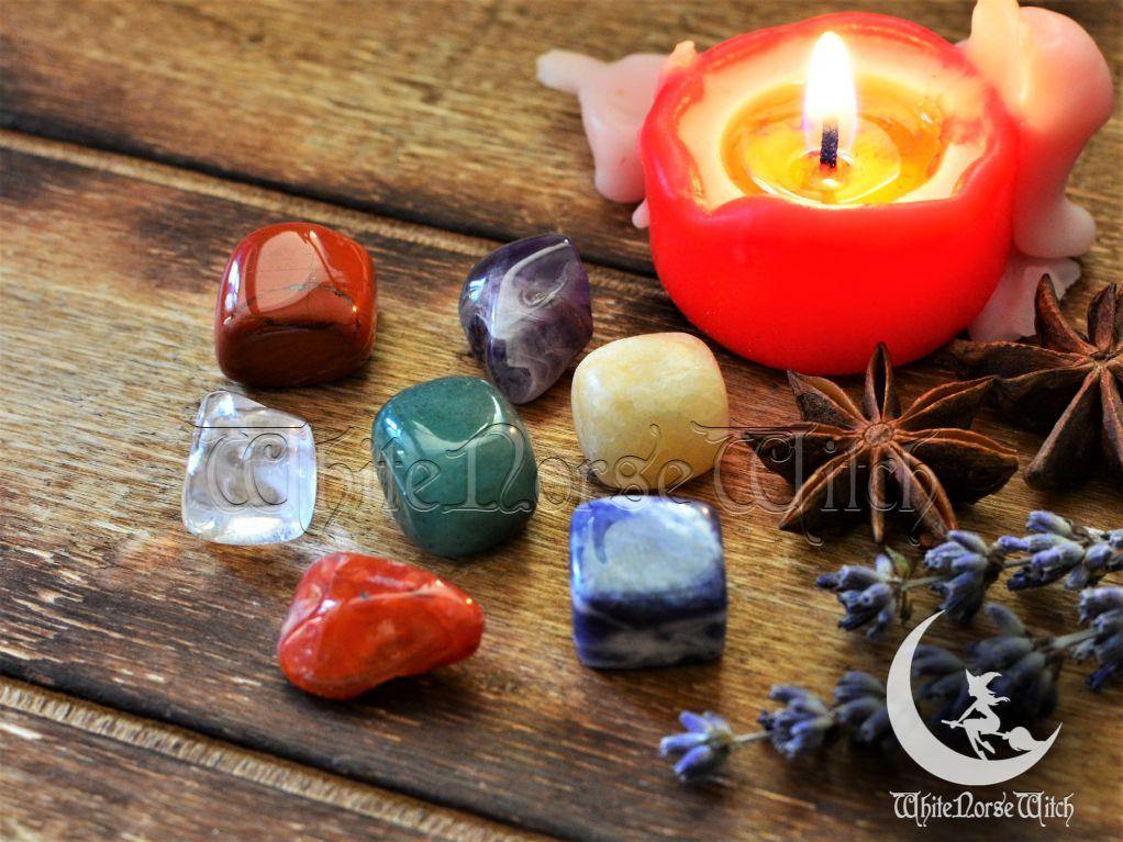 Wicca Crystals Starter Kit, 7 Chakra Stones Witchcraft Set ...